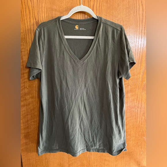 Carhartt Womens Olive V-Neck T-Shirt - Picture 1 of 4
